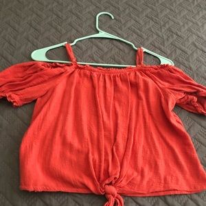 Off the shoulder medium spaghetti straps light red